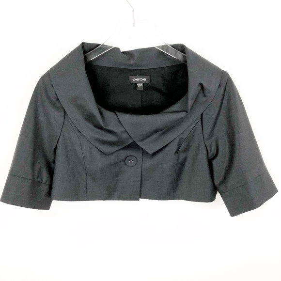 ✨sold✨bebe • gray wool cropped jacket + dress suit - Picture 7 of 8